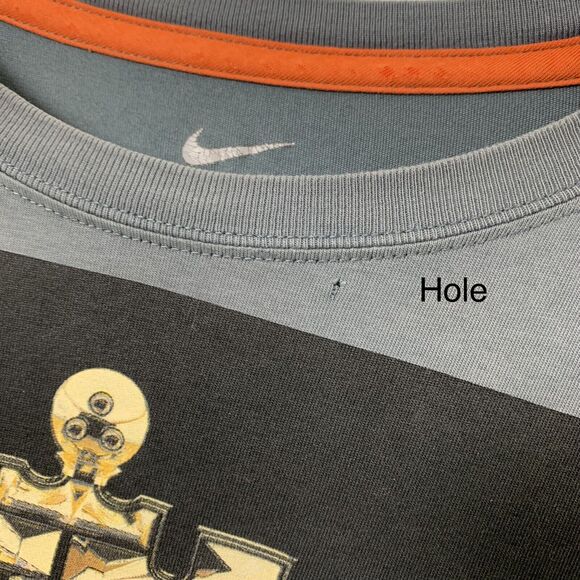 Nike T Shirt Mens XXL Graphic Chess Distressed Holes Gray Grunge Short Sleeve - Picture 5 of 7